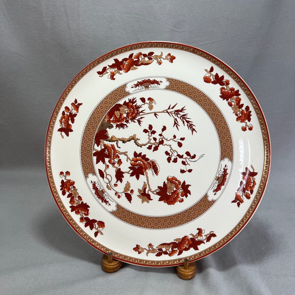 Spode‎ Indian Tree Cake Plate Rust Orange 12 1/2" Round Flat Chinoiserie Floral